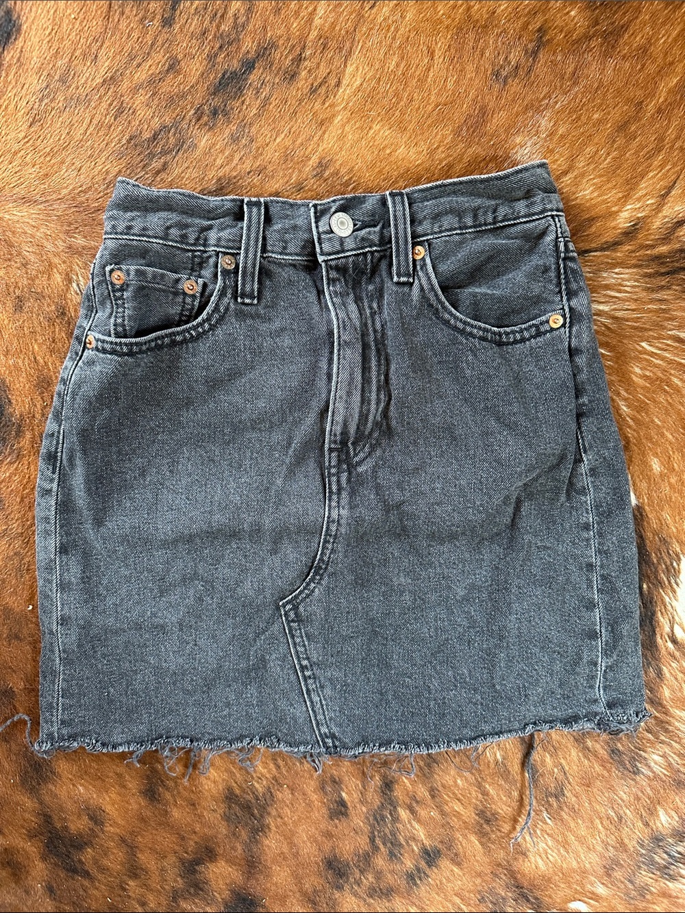 Vintage Levi’s Distressed Classic Black Denim Mini Skirt